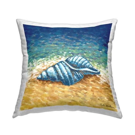 Stupell Industries Modern Seashells on Shore Square Decorative Printed Throw Pillow, 18 x 18