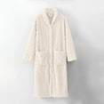 thumbnail image 2 of ZSQDM Womens Long Robe Womens Long Fleece Robe Fuzzy Cozy Warm Bathrobe Shawl Collar Spa Robe Laddies Textured House Coat White L, 2 of 7