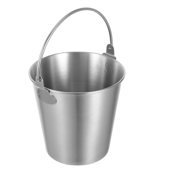 OUNONA Stainless Steel Ice Bucket with Handle for Home Silver Multifunctional Design Large Capacity 7.87 Inches