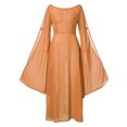 thumbnail image 3 of Women's Renaissance Dress Chiffon Flared Sleeve Maxi Dress Plus Size Vintage Dress Fashion Comfy Boho Dress, 3 of 6