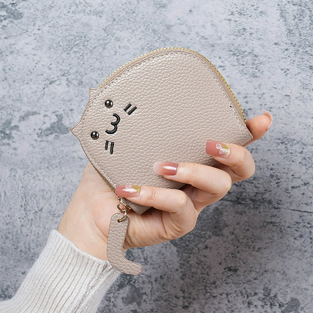 Porte-monnaie Élégant en Cuir Motif Chat pour Femmes Portefeuille à la Mode Porte-Cartes d'Identité Accessoires pour Dames