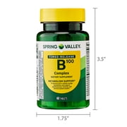 Spring Valley B-100 Complex, 60 Count, Dietary Supplement Timed-Release Tablets for Metabolism Support