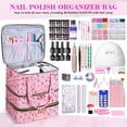 thumbnail image 2 of YAYUFN Nail Polish Organizer Bag, 3-Layer PU Leather Nail Organizer and Storage Holds 84 Bottles 15ml/0.5fl.oz and Nail Lamp,Large Holder Travel Carrying Case,Pink, 2 of 7