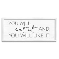 Stupell Industries Eat & Like It Rustic Kitchen Phrase Sign Graphic Art White Framed Art Print Wall Art, Design by Jaxn Blvd.