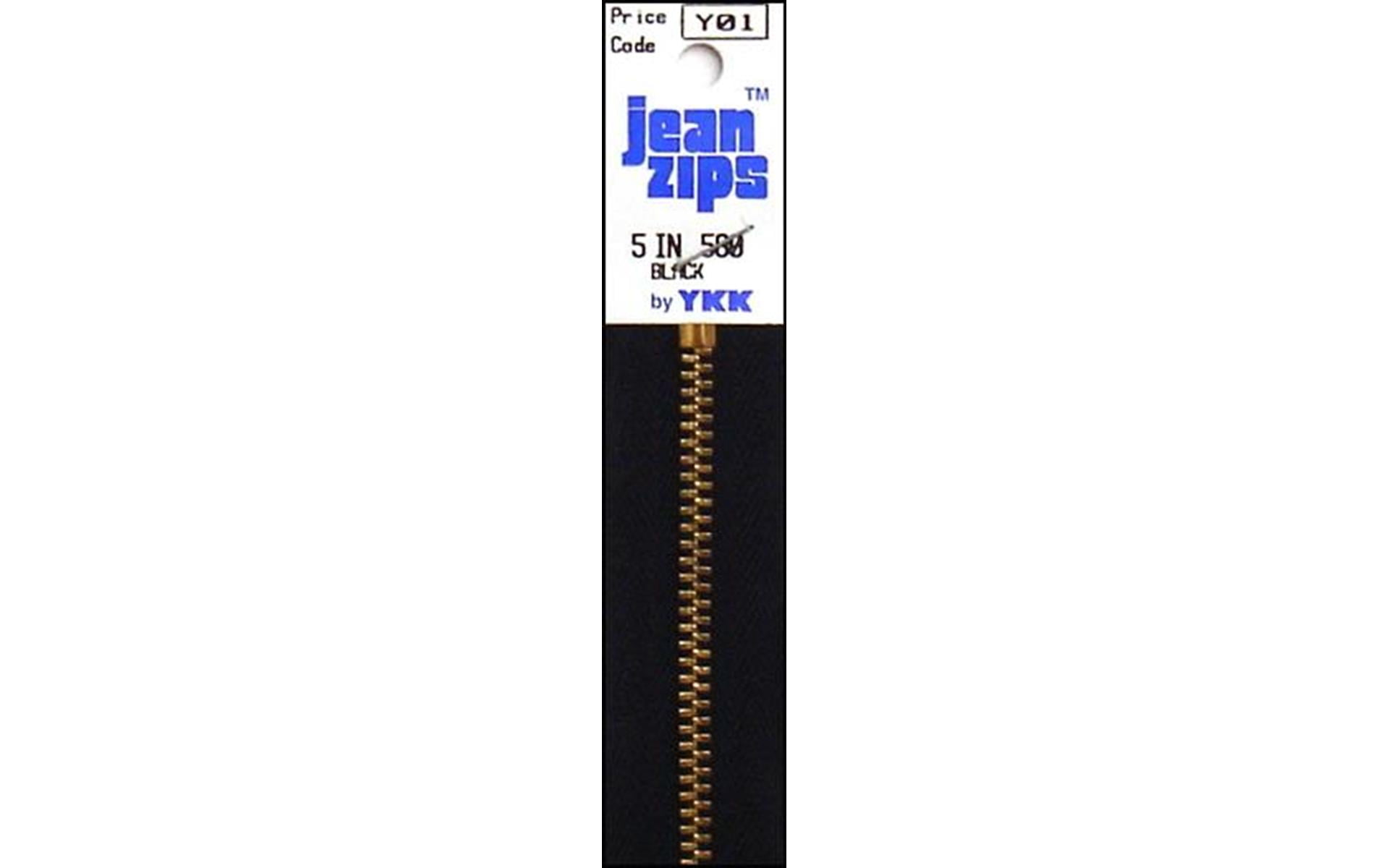 YKK Brass Jean Zipper 5" Black