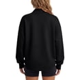 thumbnail image 6 of Womens Quarter Zip Sweatshirt Oversized Drop Shoulder Long Sleeve Pullover Preppy Aesthetic Top, 6 of 7