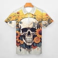 thumbnail image 3 of Sunflower Skull (1) Men Zipper T-shirt Summer Casual Short Sleeve T-shirt Top, 3 of 7