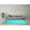 thumbnail image 3 of Ahgly Company Machine Washable Indoor Square Abstract Turquoise Blue Contemporary Area Rugs, 5' Square, 3 of 4