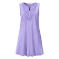 thumbnail image 4 of ClodeEU Women's Crewneck Sleeveless Mini Dress ,Solid Color Casual Loose Fit Summer Dress Purple,Women's Plus S, 4 of 5