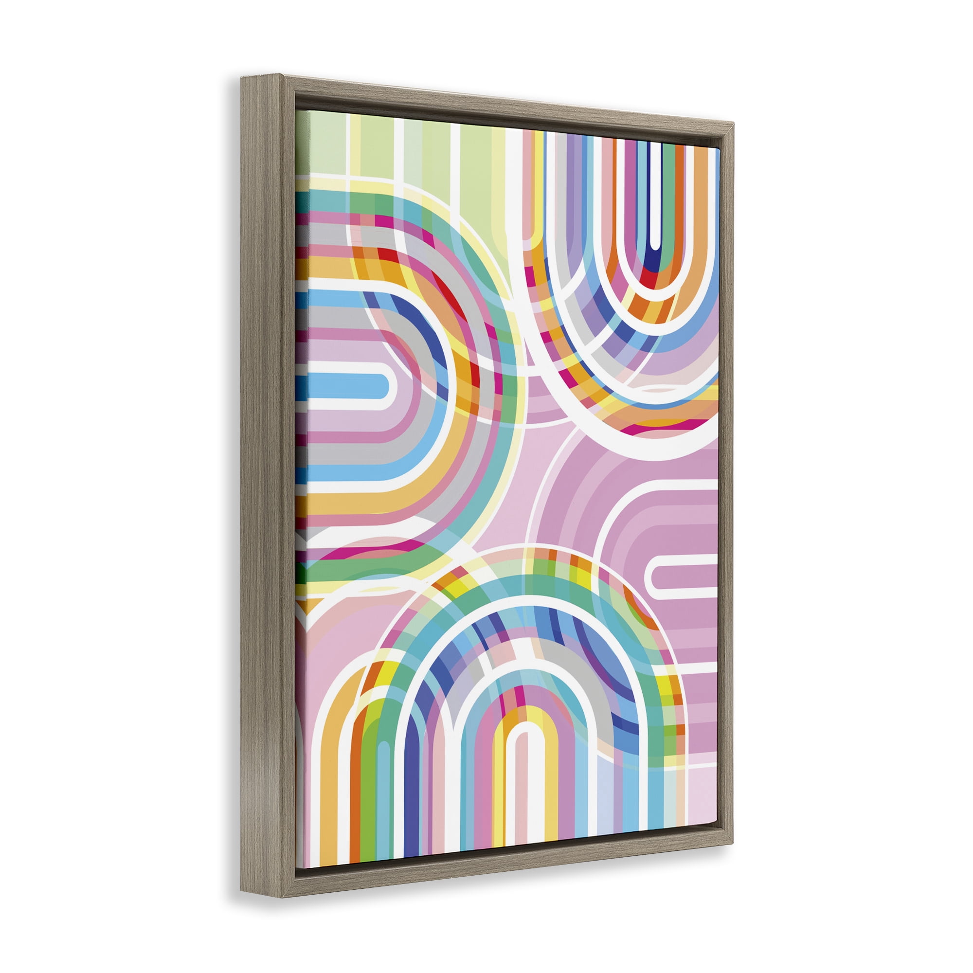 Stupell Industries Bright Playful Rainbow Arches Brown Framed Floater Canvas Wall Art, design by Amber Sterling
