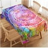 WISH TREE Tablecloth Tie Dye, Abstract Rainbow Swirl Tie Dye Table Cloth for Kitchen Dining Tabletop Decoration Parties Weddings, Rectangle Tablecloth