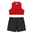 thumbnail image 3 of TiaoBug Flower Girls 2 Pieces Swimsuit Set Criss Cross Back Crop Tank Tops with Shorts Holiday Beach Swimwear Red&Black 12, 3 of 7