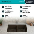 thumbnail image 2 of 32" x 19" Quartz Kitchen Sink, Double Bowl Sink, Drop-in Sink, Undermount Sink, Granite Kitchen Sink, Galaxy Mocha Kitchen Sink, with Grids, Basket Strainer and Flange Lexicon Platinum LP-5050-M, 2 of 7
