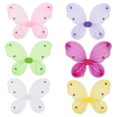 6 Pack Girls Butterfly Fairy Costume Wings for Kids Pretend Play Dress up in 6