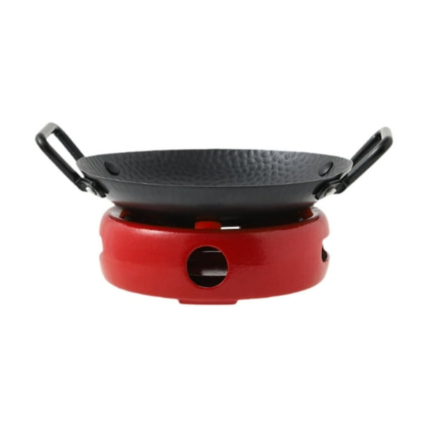Barbq Warming Poting Camping Shabu Hot Pot Hotado de cocina Doble manija de cocción de lente de lente de lente de lana para acampar de cocina Rojo