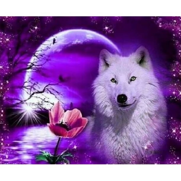 Diamond Painting (DE5839) DIY Wolf 5D Mosaico Rhinestone Picture Square Kit 45x60cm Blanco Hugtrwg Para estrenar