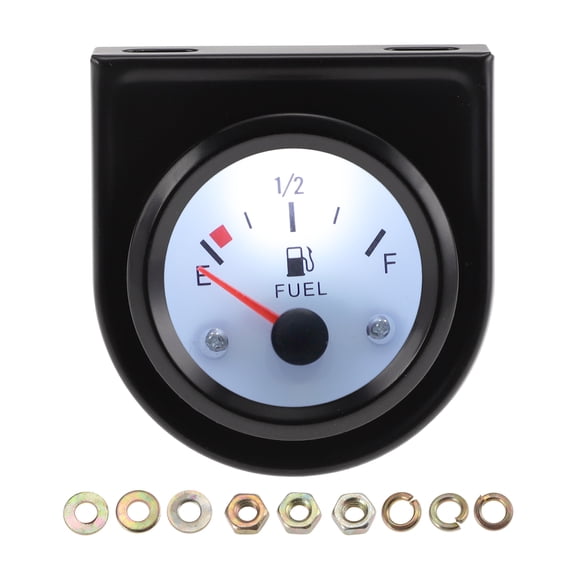 Unique Bargains 52mm Fuel Level Gauge 12v Fuel Tank Meter E-1/2-F Pointer Meter 240-33ohm for Car RV Yacht Boat Motorcycle Black Housing White Dial Black Letter 1 Set