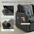 thumbnail image 4 of 3 in 1 Sofa Bed, 56 Inch Convertible Pull Out Couch, Loveseat Sleeper Sofa with Cup Holders, USB, Sofa Couches for Living Room, Bedroom, Apartment, Dark Grey, 4 of 8