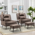 thumbnail image 2 of Andeworld Upholstered Accent Chair with Ottoman, Pillow, Grey, 2 of 7