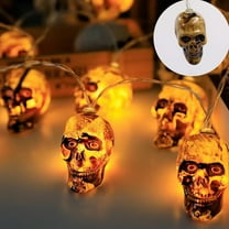 Clearance!10 LED Skull String Lights - 4.92ft Plug in Halloween String Lights for Outdoor and Indoor Decor - Halloween Lighting for Patio, House, Bedroom, Parlor, Halloween Party Decorations (Yellow)