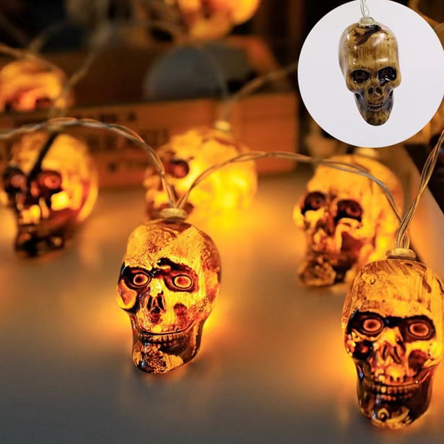 Cadena de luces decorativas para fiesta de jardín de Halloween con caja de batería y farolillos
