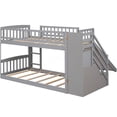 thumbnail image 3 of Twin over Twin Bunk Bed with Slide, Stairs & Storage Drawers, Solid Wood Loft Bed Frame with Guardrails, Space Saving Furniture for Modern Bedrooms, 3 of 9
