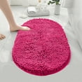 thumbnail image 6 of FUDAKUNA Soft Comfortable Chenille Bathroom Rugs Oval 20 x 32inch Anti-Slip Absorbent Thickened Rose Red Fluffy Bath Mat, 6 of 7