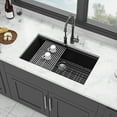 thumbnail image 2 of Stainless Steel Kitchen Sink Quartz Kitchen Sink - 32" x 19" x 9.65" Black granite composite Workstation undermount kitchen sink,Undermount Kitchen Sink, 2 of 8