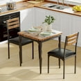 thumbnail image 5 of Homhougo Dining Table Set for 2, 3 Piece Dining Table and Chairs Set of 2, Dining Table Set with Spiral Table Legs for Small Spaces, Kitchen, Apartment, Brown, 5 of 7