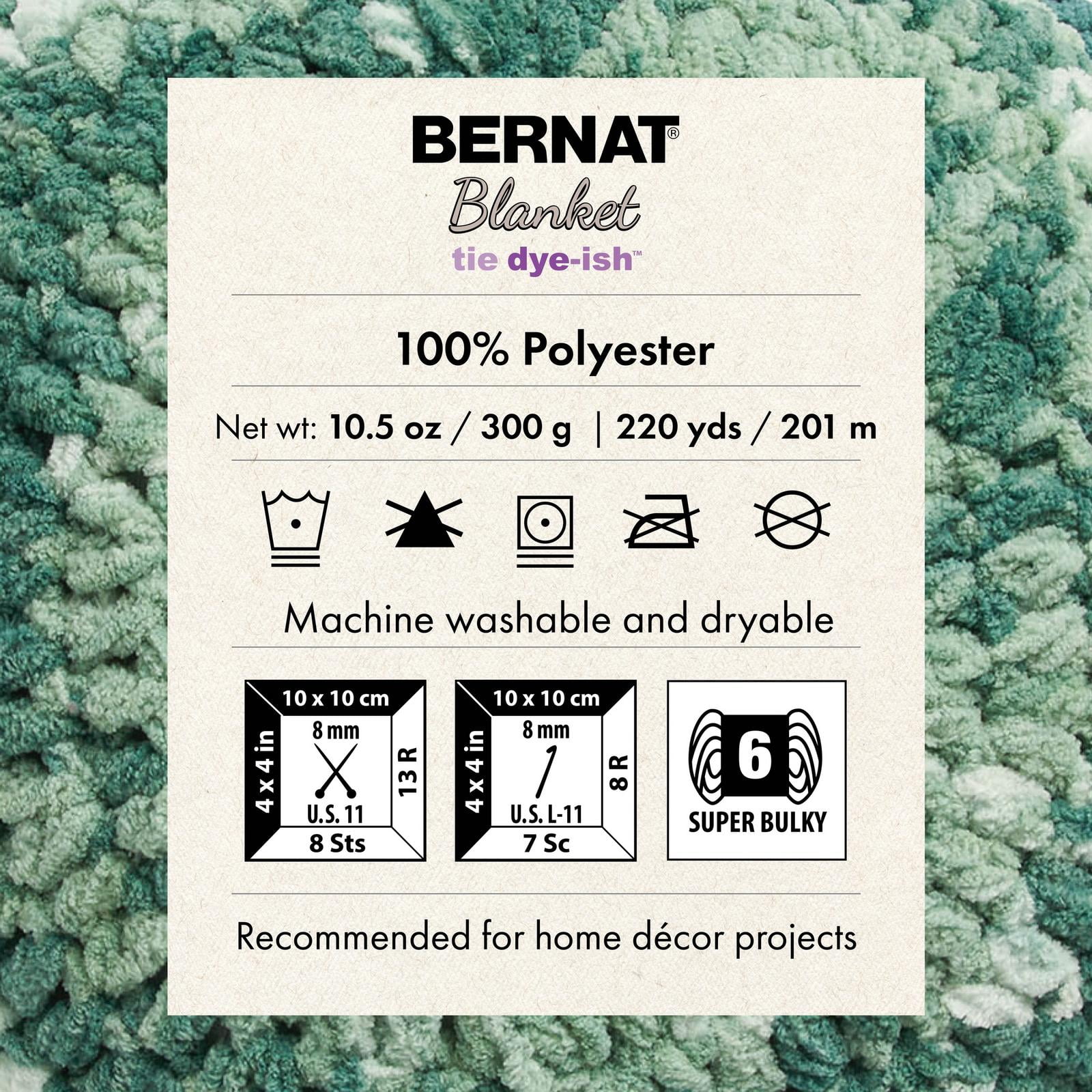 Bernat® Blanket Tie Dye-ish™ Yarn (2 Pack), Polyester #6 Super Bulky, 10.5oz/300g, 220 Yards, Value 2-Pack Blanket Yarn