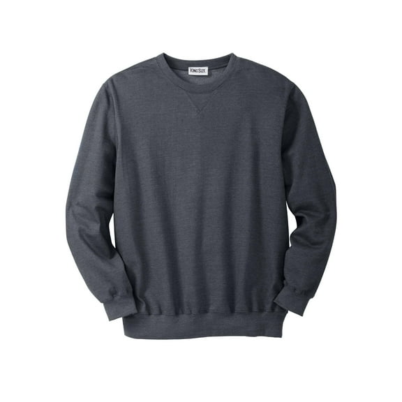 KingSize Men's Big & Tall Fleece Crewneck Sweatshirt - 2XL, Heather Charcoal