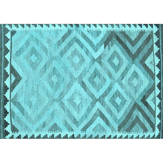 Ahgly Company Indoor Rectangle Southwestern Light Blue Country Area Rugs, 2' x 5'