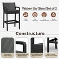 thumbnail image 5 of QinaQin Outdoor Wicker Bar Stools Set of 2, 30" Bar Height Patio Chairs with Thick Cushions, All-Weather Rattan, Backrest & Footrest for Backyard, Pool, Balcony, 5 of 6