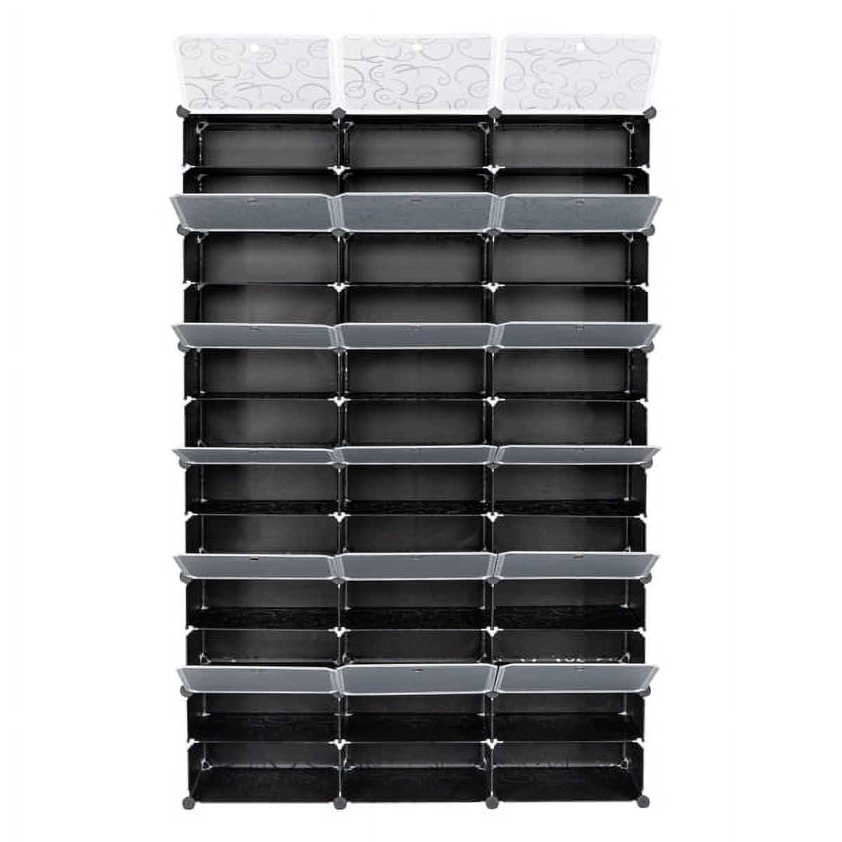 12-Tier Portable Shoe Rack Organizer - 72-Pair Capacity, 36 Grids Expandable Tower Shelf Storage Cabinet, Black, for Heels, Boots, Slippers, DIY Modular Design