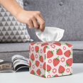 thumbnail image 6 of KLL Strawberry Flower Print Tissue Box Cover,Leather Tissue Holder Square Facial Tissue Case Facial Paper Organizer Dispenser for Bathroom, Vanity Countertop, 6 of 7