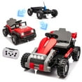 thumbnail image 3 of iRerts 12V Ride on Toys, 2 in 1 Ride on Building Block Cars Truck/Go Kart Freely Switched, One Chassis, Two Forms, Ride on Vehicles Kids Car with Remote Control, Bluetooth, Music, LED Light, Red, 3 of 10
