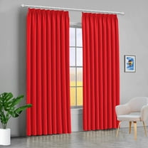Amay Blackout Double Pinch Pleated Curtains Panel Blood Red Solid, 84 Inch Wide by 84 Inch Long- 1Panel