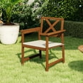 thumbnail image 4 of HOMLUX Outdoor Hardwood Patio Dining Chair Set of 2, with Cushions and Armrest for Beach & Garden, 4 of 5