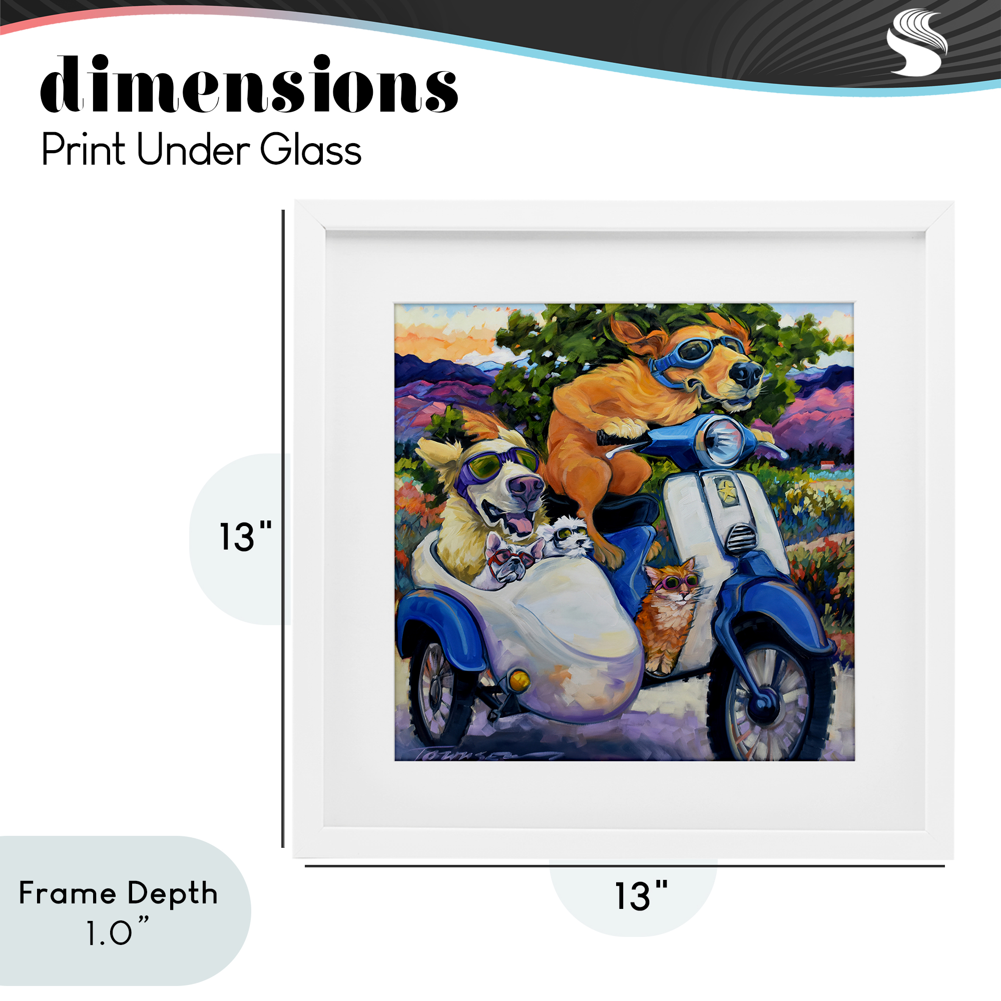 Stupell Industries All Doggled Up Sidecar White Framed Print Under Glass, design by CR Townsend