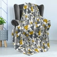 thumbnail image 4 of Grey and Yellow Soft Flannel Fleece Throw Blanket, Zig Zag Triangles Futuristic Design with Yellow Details, Cozy Plush for Indoor and Outdoor Use, 60" x 80", Charcoal Grey Marigold, by Ambesonne, 4 of 5