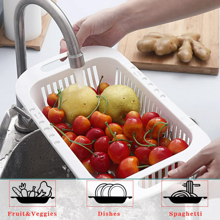 1pc Foldable & Expandable Vegetable Washing Basket, Double Layer