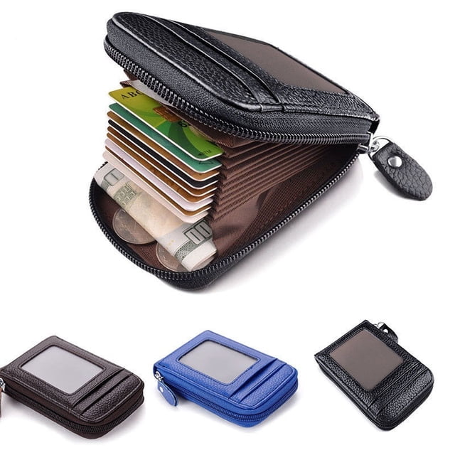 1pc Mens Leather Wallet Credit/ID Card Holder Pocket Purse Box Money Clip RFID Blocking Zipper
