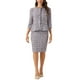 thumbnail image 2 of Conjunto de dos piezas de tweed para mujer INSPIRE CHIC, chaqueta de botones de manga 3/4 y falda lápiz, morado M, 2 of 6