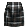 thumbnail image 2 of ZOELNIC Women's Bodycon Plaid Skirt High Waist Pencil Mini for Work & Casual, L, 2 of 4