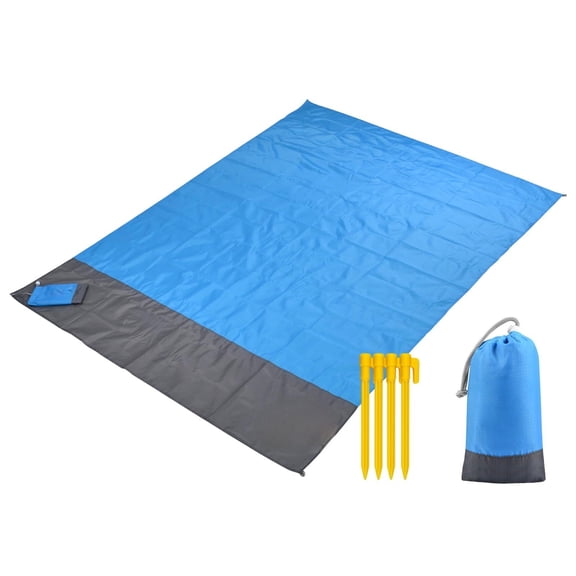 Sandproof Beach Blanket 55in x79in Camping Mat Waterproof Picnic Blankets for Travel Hiking Music Grass BBQ Trips Lightweight Quick Drying Blue