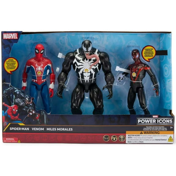 Marvel Power Icons Spider-Man, Venom & Miles Morales Talking Action Figure