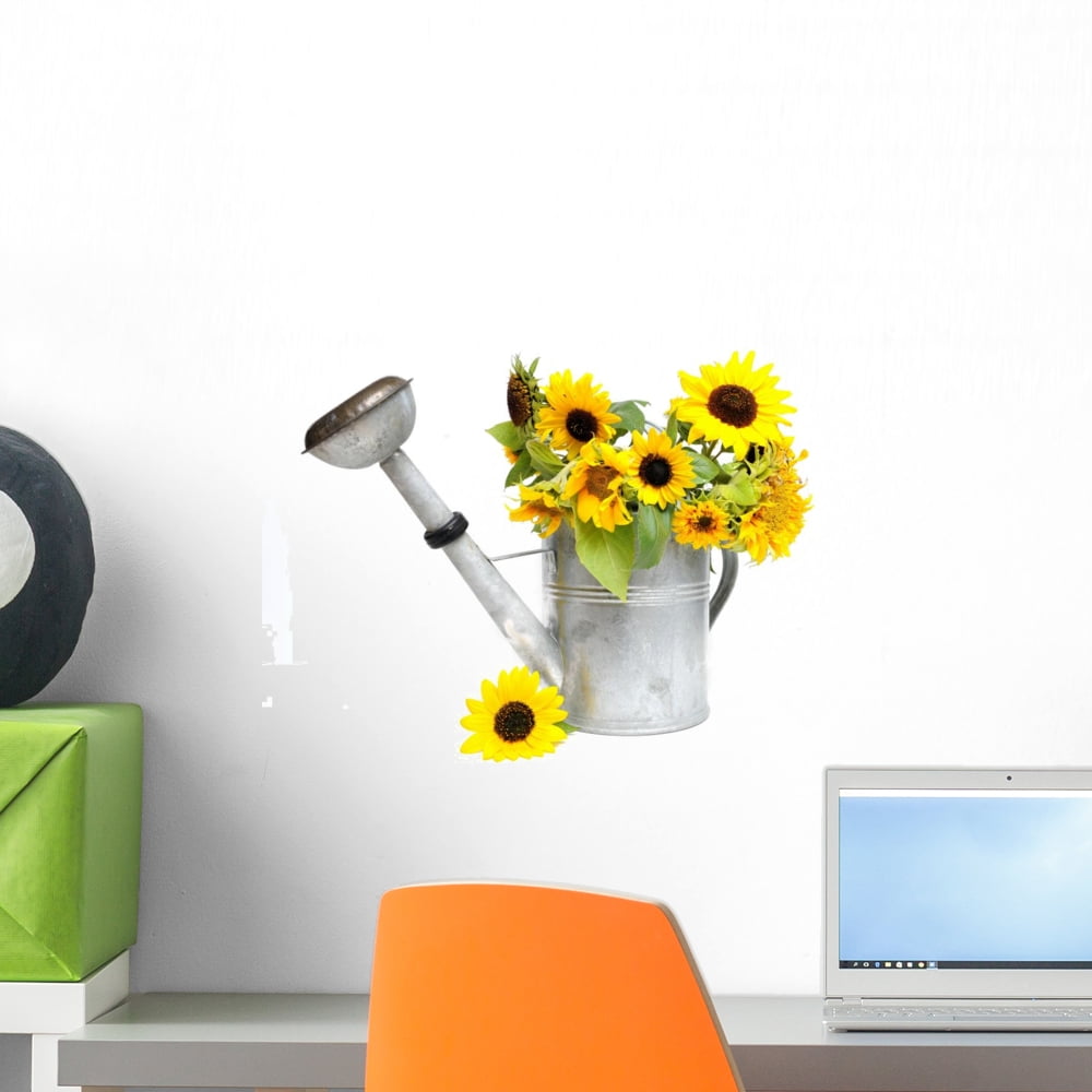 Sunflowers Watering Can Wall Decal by Wallmonkeys Peel and Stick