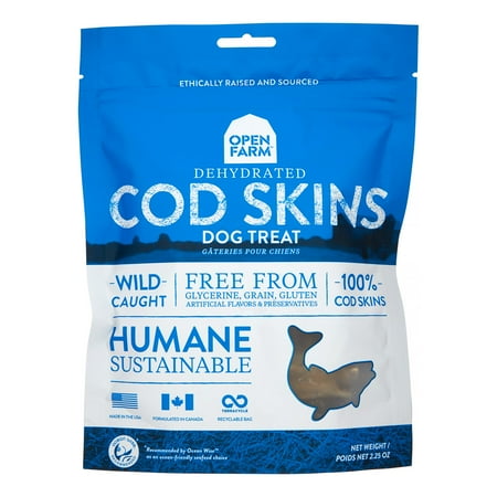 Dehydrated Dog Treats - Open Farm Grain-Free Cod Skins Dehydrated Dog Treats, 4.5 Oz