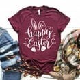 thumbnail image 1 of Hauts d'Été Grande Taille pour Femmes, T-shirt Imprimé Col Rond de Pâques, Manches Courtes, Blouse Décontractée Ample, T-shirt Col en V pour Femmes en Liquidation, 1 of 3
