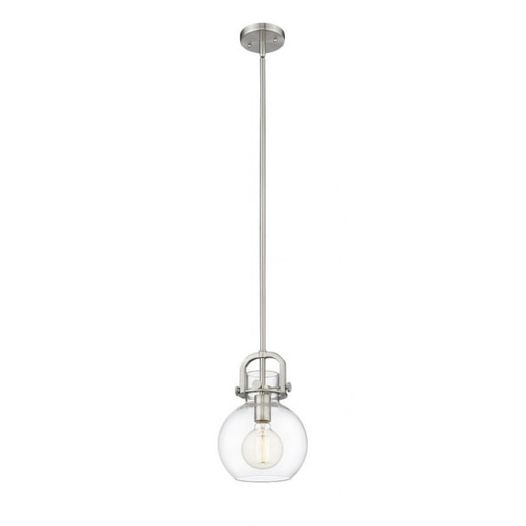 410-1S-SN-8CL-LED-Innovations Lighting-Newton Sphere - 1 Light Mini Pendant In Restoration Style-11.38 Inches Tall and 8 Inches Wide Brushed Satin